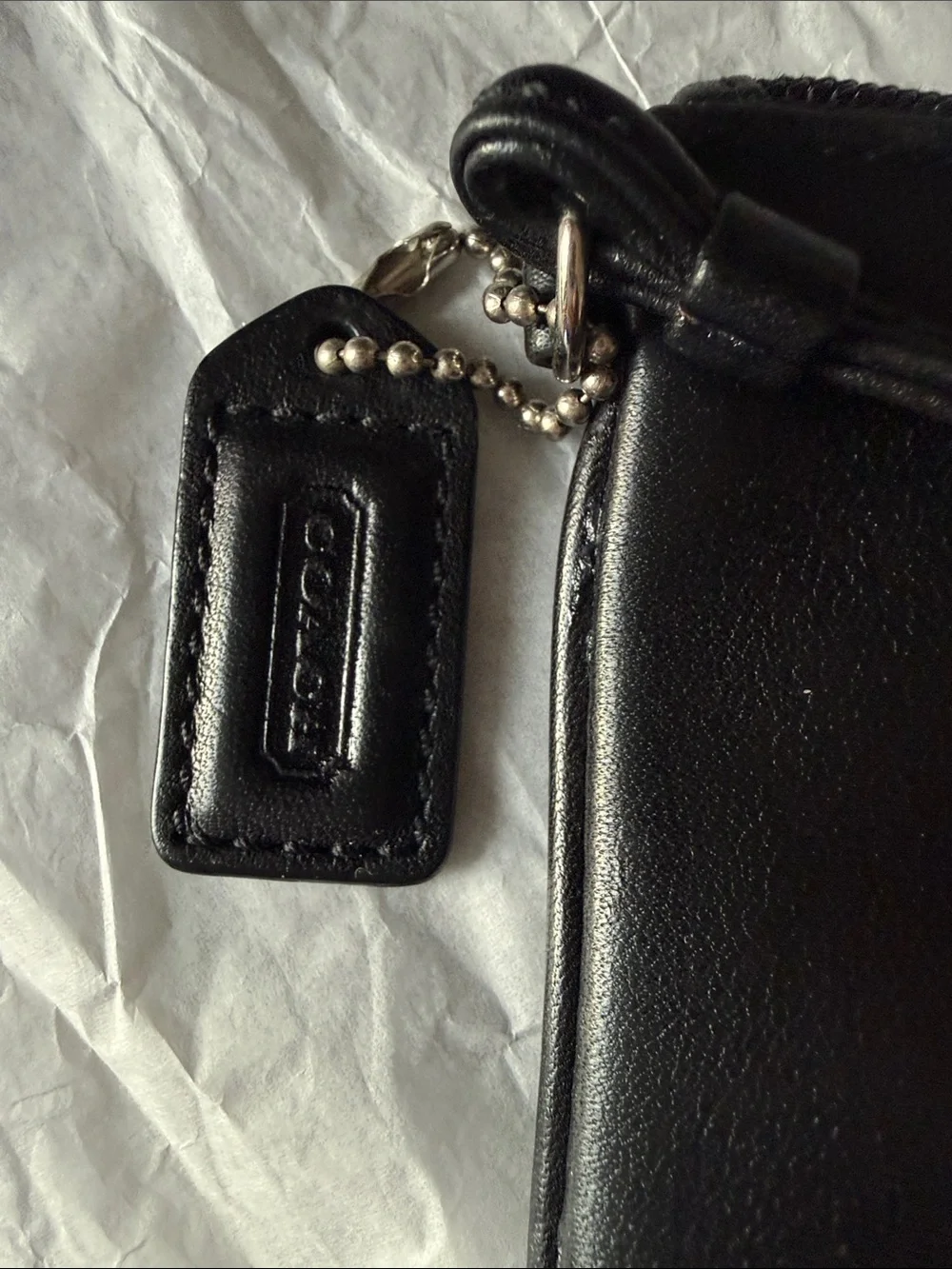Vintage Coach Black Leather Wristlet with Detachable Strap
